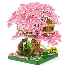 2028PCS Pink Cherry Blossom Tree House Building Mini Sakura Bonsai Block... - $18.80