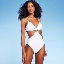 Women&#39;s Ring-Front Monokini One Piece Swimsuit - Shade &amp; Shore White M - £28.96 GBP