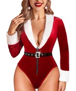RSLOVE Christmas Lingerie for Women Sexy Red Teddy Bodysuit  Santa Baby ... - $184.34 MXN