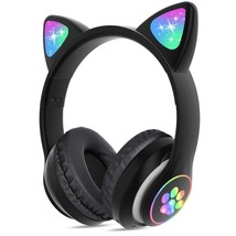 Wireless Headphones Cat Ear Led Light Up Bluetooth Foldable Headphones Over Ear  - £31.45 GBP