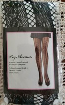Leg Avenue Brand ~ Seamless Lattice Lace &amp; Net Stripe Pantyhose ~ One Size ~ T56 - £12.03 GBP