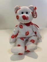 SMOOCH bear Ty Beanie Baby Babies  Valentine&#39;s Day ACTUAL PHOTO lipstick kisses - £10.10 GBP