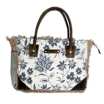 Challenger Women Canvas Handwoven Brown Leather Handbag Tote Purse 17RT2112 - $49.99