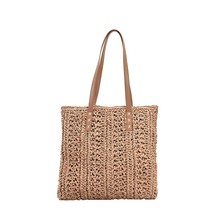  autum hollow straw beach bag handmade woven shoulder bag raffia rattan shopping travel thumb200