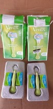 Lot Of 2 Gillette Venus Extra Smooth Green 2 Razors &amp; 4 Cartridges 5 Blades  - £13.93 GBP