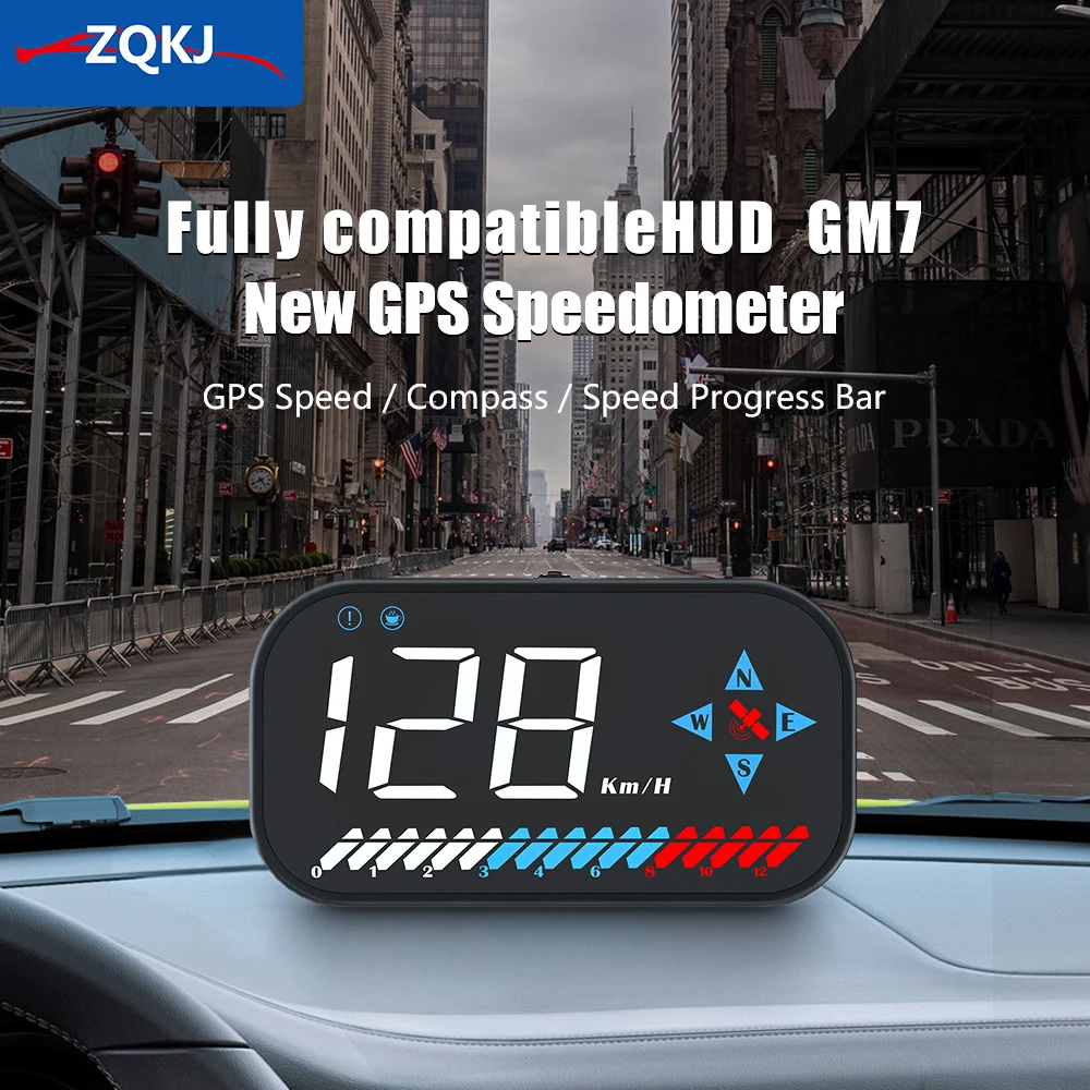 ZQKJ GM7 Head Up Display GPS for All Car Accessory Electronic Speedometer Auto - £27.55 GBP+