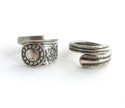 Two Spoon Rings Size 7 (flaws) and 8 Handmade From Vtg Used Flatware - £12.58 GBP