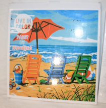 NEW Paint by Numbers Kit Summer At the Beach DIY Paint Kit 12&quot; x 12&quot; NEW... - $13.96