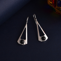 925 Sterling Silver Black Onyx Geometrical Drop Earring - £72.16 GBP