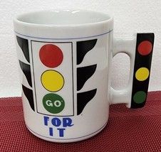 Traffic Light &quot;Go For It&quot; Mug / Cup White Ceramic Coffee Tea Unique Handle - £5.43 GBP