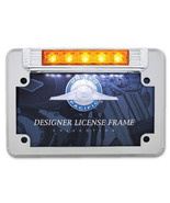 Chrome Motorcycle Chopper Bike Amber LED Brake License Plate Light Lamp ... - £33.05 GBP