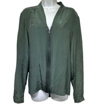 tahari zip front long sleeve silk V-neck blouse - £19.84 GBP