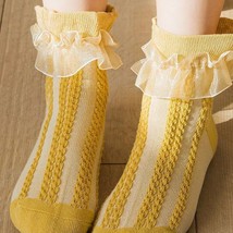 Ruffle Scallop Trim Solid Anklet Socks | Women Lolita Short Bow Socks - £7.07 GBP