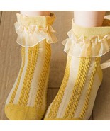 Ruffle Scallop Trim Solid Anklet Socks | Women Lolita Short Bow Socks - $9.00