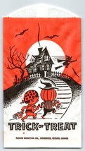 Trick Or Treat Halloween Candy Goodie Bag Haunted House Witch On Broom B... - £7.84 GBP