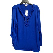 New Fashion Bug Womens Size 1x Cubist Squared Vneck Tunic Top Shirt Bling Button - £10.89 GBP