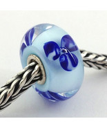 Authentic Trollbeads Murano Light Blue Flower Bead Charm 61156, New - $21.84