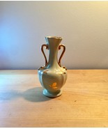 Vintage 50s DePere MCM small green/gold bud vase with handles - $20.50 CAD