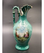 Vintage Czechoslovakian Pitcher Vase Green 8&quot; Inches Tall - £18.66 GBP