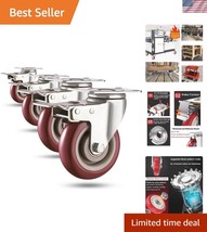 4 Inch Red Casters Set - Lockable &amp; Load 2400lbs, for Furniture Mobility - $719.25 MXN