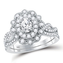 14kt White Gold Oval Diamond Twist Bridal Wedding Engagement Ring Set 1.00 Ctw - £2,236.18 GBP