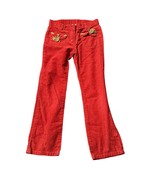 Janie &amp; Jack Red Corduroy Girls Pants Size 6 With Front Pockets &amp; Bow De... - $327.08 MXN