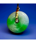 EARTH MINED Jadeite JADE DIAMOND Vintage Deco ORIGINAL Disc Pendant 18K ... - $3,605.25