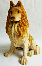 Collie Puppy Dog  Sculpture Figurine Statue Stone-Like Clay Brown Tan 6&quot; - $27.95