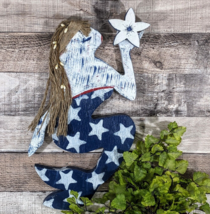 Americana Mermaid Patriotic Wall Hanging Beach House Gift Idea Coastal D... - $39.00