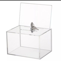 3Pc Raffle Box Clear Acrylic Ballot Box with Lock &amp; Sign Holder Donation... - $219.20 MXN