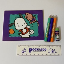 Vintage Sanrio Pochacco 1989 1995 Mini Stationery Set Pencils Notepad Ruler - $24.99