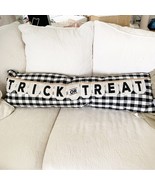 Black White Buffalo Check Trick or Treat Elongated Pillow Halloween NWOT - $32.73