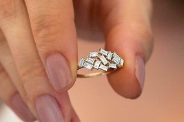Bague de fiançailles en grappe de diamants simulés taille baguette 1 ct... - £125.81 GBP