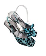 Nicole Miller Heels Womens 9.5M Animal Print Satin Blue Black Strap Ital... - £19.25 GBP