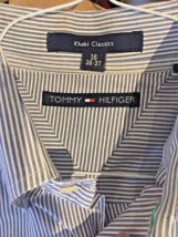 Tommy Hilfiger Men Blue Striped Long Sleeve Button Down Shirt 16 36/37 - £12.42 GBP