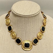 Vintage Etruscan Style Bold Textured Statement Necklace 17” - £35.92 GBP