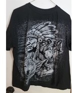 Mens XL Caribbean Dream Black Indian Wolves Gray Graphic Roscoe NY T-Shirt - £14.80 GBP