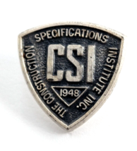 CSI 1948 Shield Construction Specifications Institute Inc Black Silver Tone Pin - $14.99