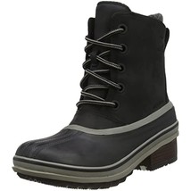 SOREL Women&#39;s Slimpack III Lace Up Waterproof Boot Black Leather Size 5.5M - £56.75 GBP