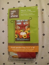 Nwt Welcome Fall Pumpkin 12.5&quot; X 18&quot; FLIP-IT Garden Flag Star Sun Flowers - £11.73 GBP