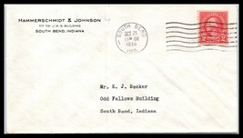 1938 US Ad Cover - Hammerscmidt &amp; Johnson, South Bend, IN to South Bend B11 - $2.96
