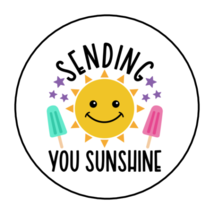 30 Sending You Sunshine Stickers Envelope Seals Labels 1.5&quot; Round Ice Cream - £5.88 GBP