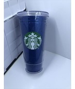 Starbucks 2016 Cold Brew Tumbler Blue Glitter Clear Lid 20 Fl Oz No Straw - £11.65 GBP