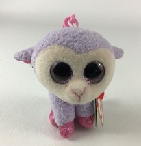 Ty Basket Beanies Happy Spring Lamb 4&quot; Clip Plush Stuffed Toy Sparkle Ey... - $12.82