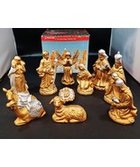 Vtg Artmark 1996 Nativity Set A Treasury of Gifts 11 Pcs Porcelain Gold/... - $39.59