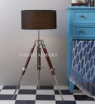 NAUTICALMART MARINE DESIGNER TRIPOD FLOOR LAMP WITH BLACK SHADE HOME DECOR - £153.40 GBP