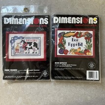 Vintage Dimensions Counted Cross Stitch (2) Kits Bon Appetit Farm Friend... - $24.18