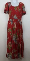 Jeffrey &amp; Dara Linda Hutley Dress Size 10 Floral Pucker Waist Short Sleeve Red - £35.58 GBP