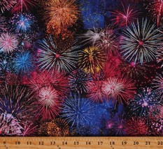 Cotton Independence Day 4th July Fireworks Fabric Print by Yard D302.63 - £11.94 GBP