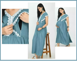Attractive Pregnant / Maternity Women Kurti Gown Suit Easy baby Feeding Dress - £27.53 GBP